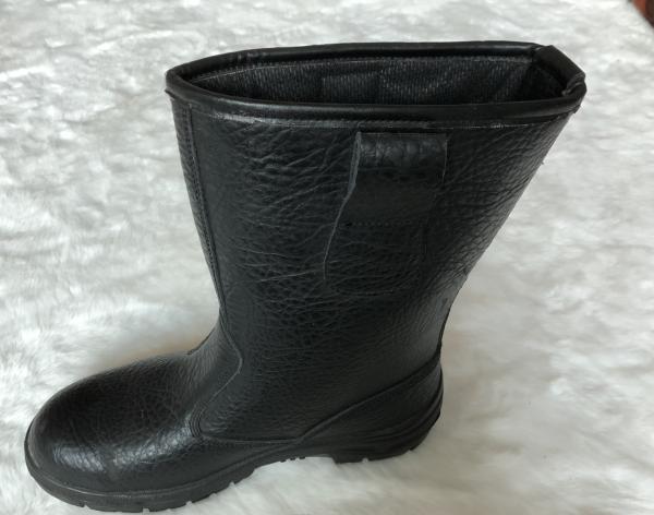 Cow Leather Steel Toe Knee Boots , Pu Injection Slip Resistant Rubber Boots