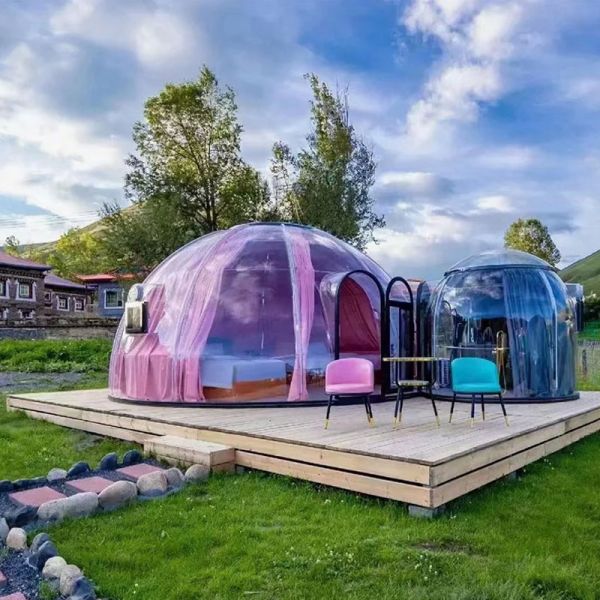 Portable Outdoor Camping Bubble Dome with Transparent PC Material and Starry Sky Design