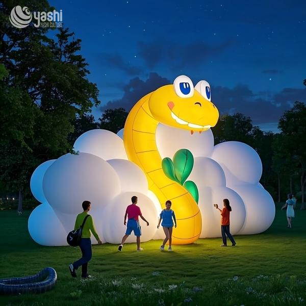 Large Cartoon Animal Inflatable Decorations Light Up Movable for Street Art Outdoor