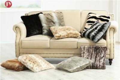 thick and soft pile 100% animal-free double sides home Faux Fur Pillows ,faux rabbit taupe,18inch*18inch