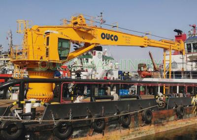 Yellow 3T40M Telescopic Boom Marine Pedestal Crane With ABS Certificate