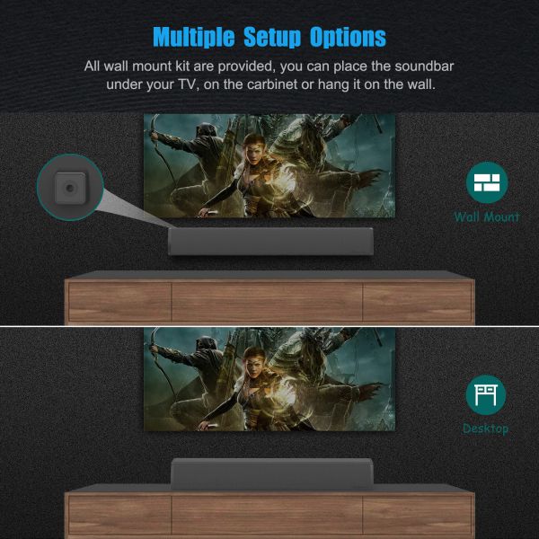40W Plastic Meterial Bluetooth Soundbar Wall Mount For Home TV