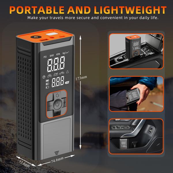 Inflador de neumáticos inalámbrico de 150PSI y 80000mAh, compresor de aire portátil