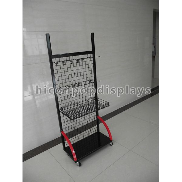 4 - Caster Metal Wire Multi Function Floor Display Stand For Retail Store