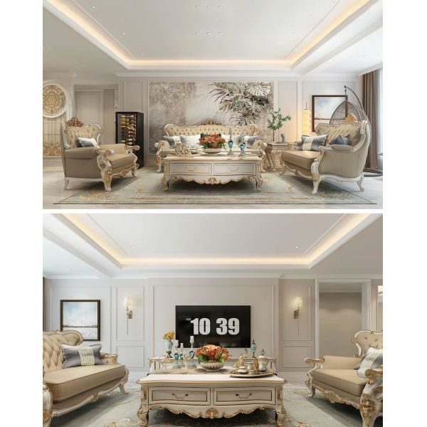 OEM/ODM Customized Modern Elegant Living Room Furniture Options with Solid Wood for Villa