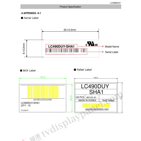 LG 49 Inch TV Display Panel LC490DUY-SHA1 PCB 1935A/1936A 60Hz Lg Tft Panel