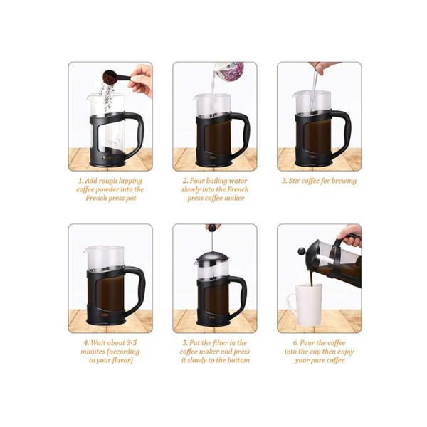 Plastic French Press Coffee Maker With Stainless Steel Filter 600ml/1000ml