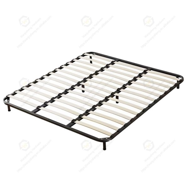 Metal Bed Base Mechanism with Wooden Slats Detachable Storage Function Bedroom Flat Bed Frame