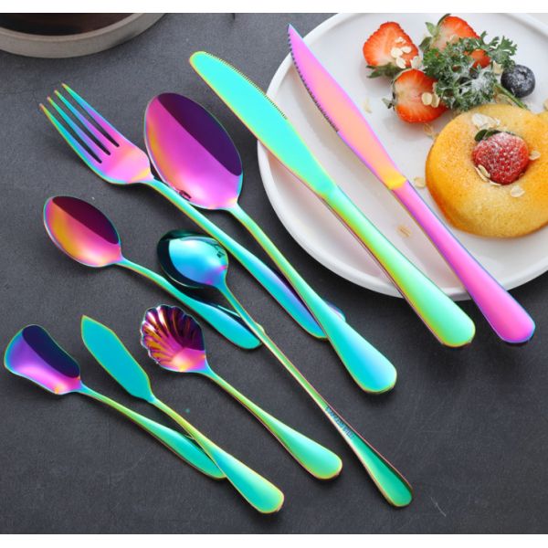 NEWTO Stainless Steel Colorful Flatware/Kitchen Cutlery /Knife Fork Spoon