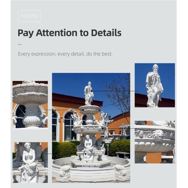 Outdoor Hand Carved White Marble Angel Statue Water Fountain