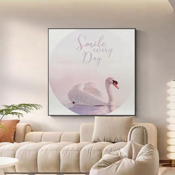 Custom Luxury Home Decor White Swan Relief Painting Oil Painting Wall Art Decoration Relief Artwork Paintings On Canvas
