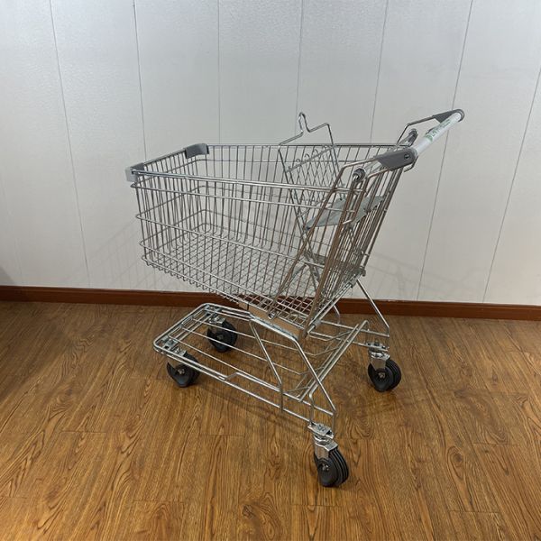 125L Asian Style Supermarket Metal Wire Shopping Trolley with Plastic Cover