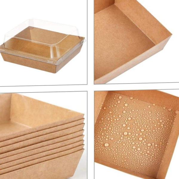Customized eco-friendly takeaway food box disposable meal preparation food packaging kraft paper with lid lunch box