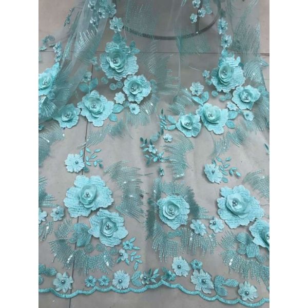 A flor 3D vermelha bordou a tela do laço do tule/o laço perlado lantejoulas vestidos de casamento