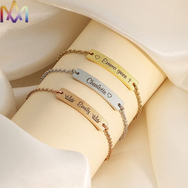 Hypoallergenic Womens Engraved 45MM Thin Bar Bracelet
