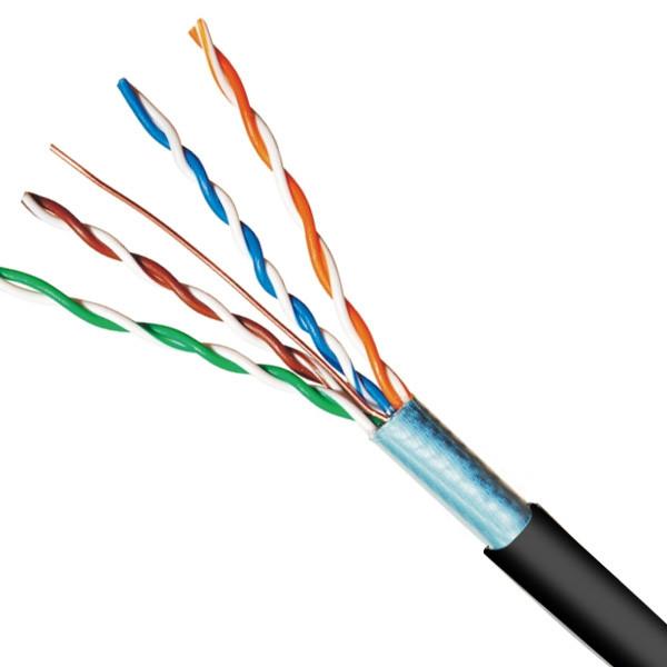 0.45mm FTP CAT5E Cable PE Jacket Cable Solid Copper With Black 1000FT