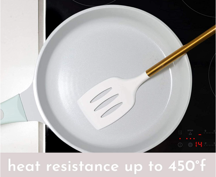 White and Gold silicone kitchen utensil sets gold utensil holder