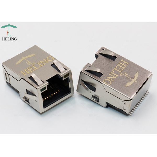 Offset / Overhangs PCB Magnetic RJ45 Jack SMT With EMI Finger Side Entry