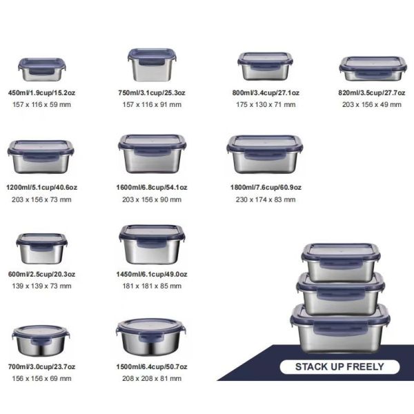 IKOO Microwave and Oven Safe Stainless Steel 304 or 316 Food Storage Container with BPA-free PP Lid