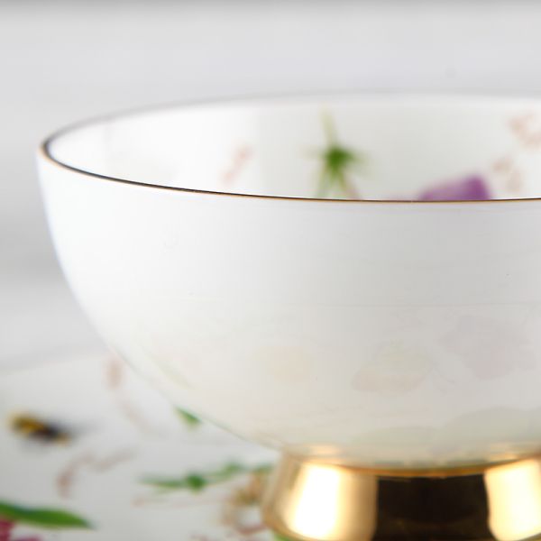 Lead Free 220cc Bone China Cup Plate Dishwasher Safe