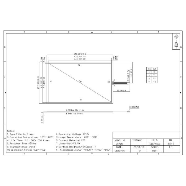 3H Matrix Touch Screen 4W 5W 8W Resistive Touch screen Panel For Machine