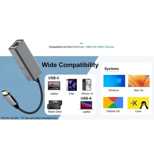 Premium USB C Anti Slip USB C To Gigabit Ethernet Adapter