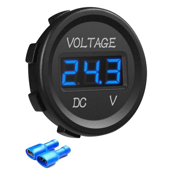 Voltmètre numérique étanche DC 12V 24V, voltmètre de batterie de voiture avec affichage numérique LED pour voiture, camion, camping-car, VTT, bateau, marine