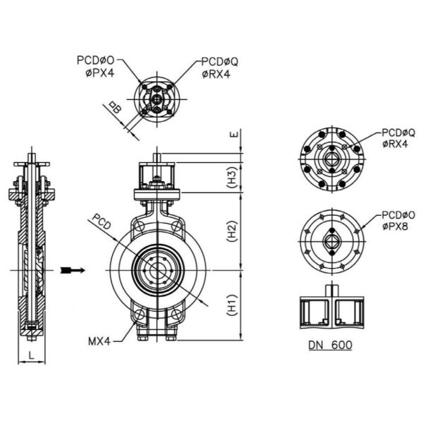WCB / Stainless Steel Wafer Butterfly Valves Triple Eccentric Metal Seated Type