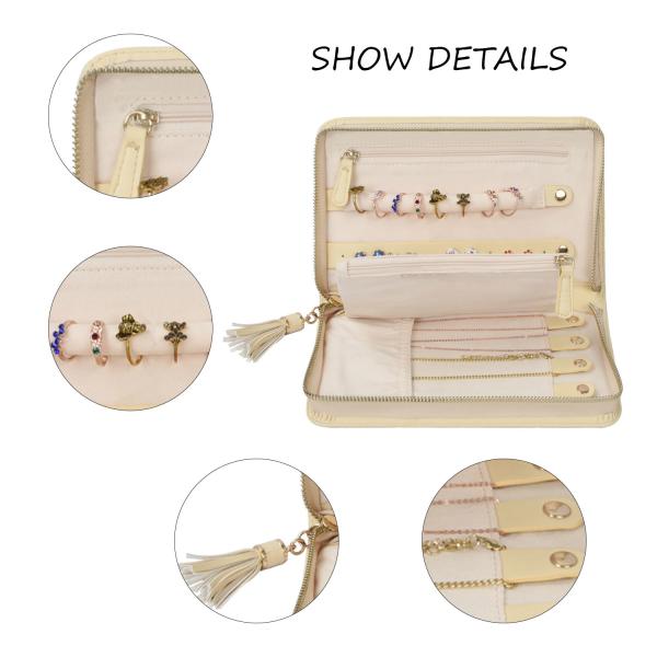 Vegan Leather Jewelry Travel Bag Storage Organizer Case 9x6x1.5
