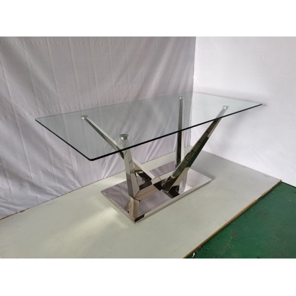 Glass Dining Table With 6 Chairs Stainless Steel Marble Stone Dining Tables