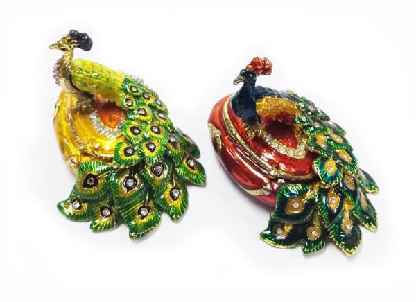 Fashion peacock shaped metal jewelry boxes peacock trinket box jewelry packing box