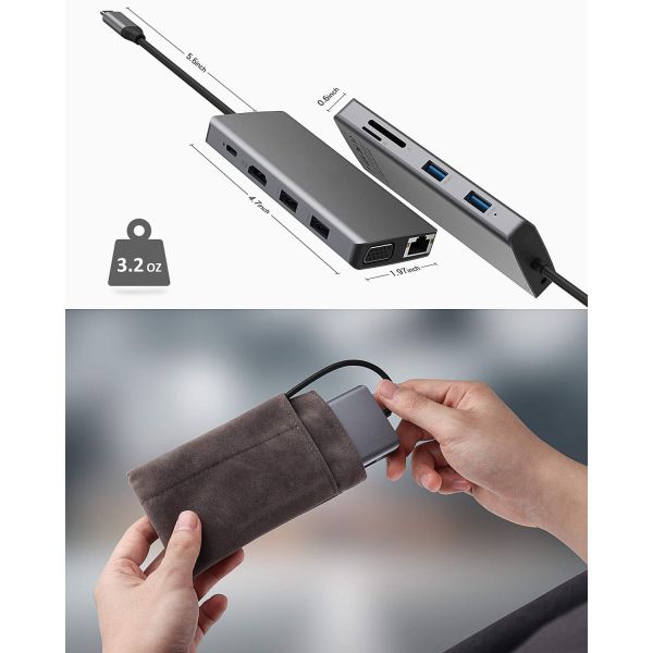 USB C Rj45 адаптер 12 в 1 USB C Хаб тип-C к PD HDMI USB3.0 USB2.0 USB-C SD TF