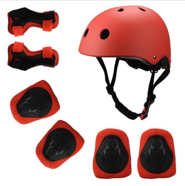 Adjustable Skateboard Skate Helmet pads with 7pcs set Protective Gear Knee Pads