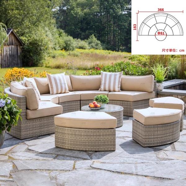 Round Swimming Pool Sofa Unfolded Rattan Sofa Outdoor Black