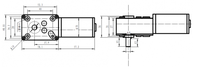 90 Degrees Double Shaft Worm Gear Motor 24V Cylinder DC Motor Motor diameter 31mm