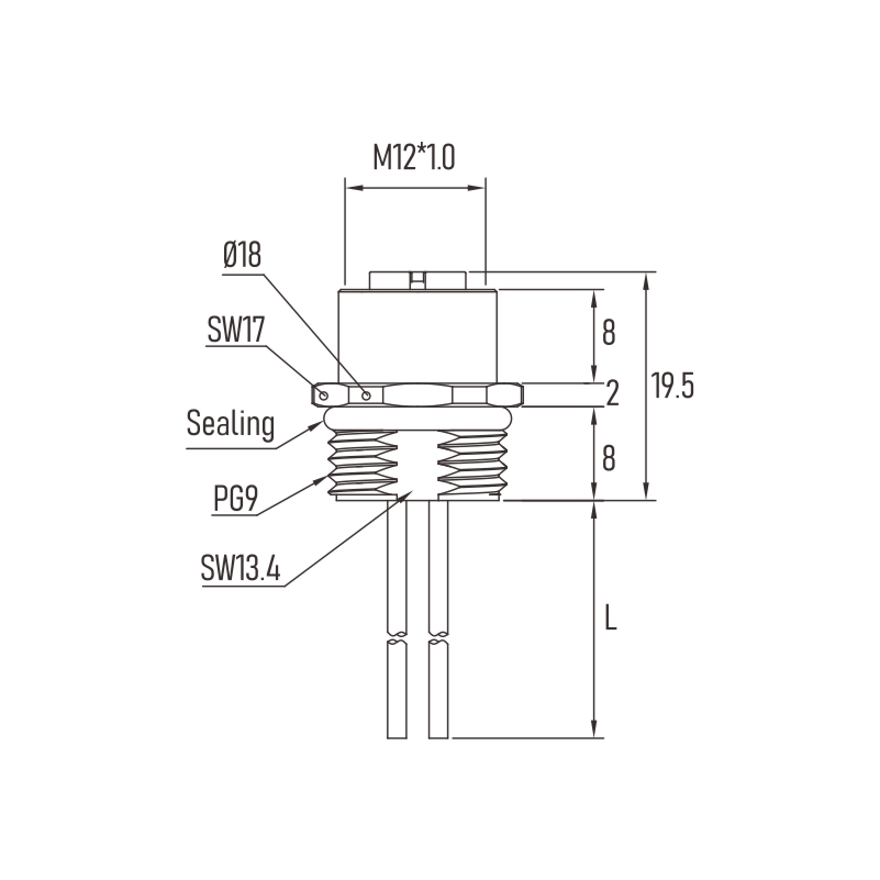 Pin M12 x кругового соединителя 4 Profinet M12 система Loking 1,0 винтов
