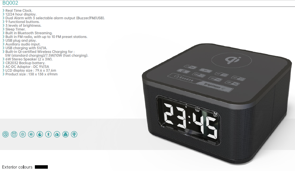 Радио FM с беспроводным зарядным устройством и зарядным устройством USB