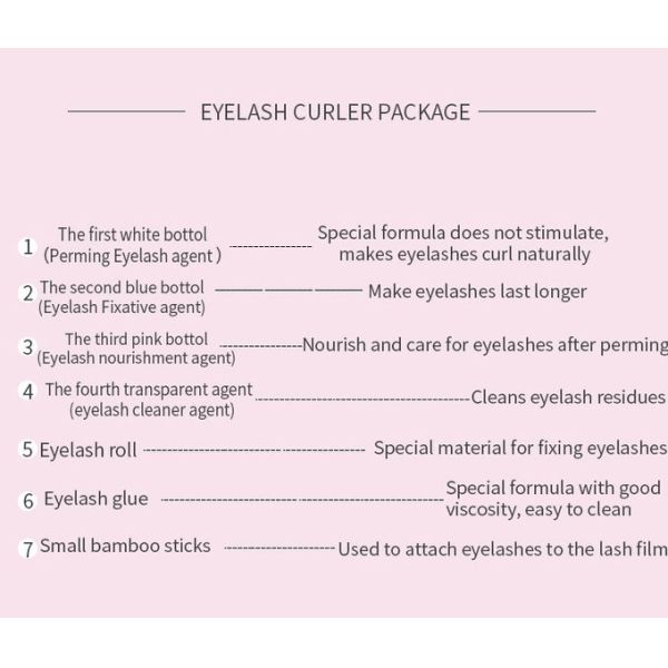 Cil permanent de cil de kit en gros bon marché d'ascenseur se courbant avec des outils de colle et de décapant de Rods pour le salon de beauté ou privé