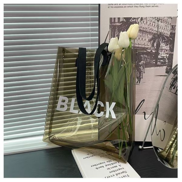 Custom Logo Jelly Color Pouch Glossy PVC Clear Handheld Shopping Bags Classic Purple Gift Packaging Waterproof Carry Bags