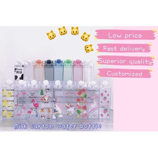Customized Logo Acceptable 500ml 1000ml Transparent Acrylic Milk Carton Water Bottle