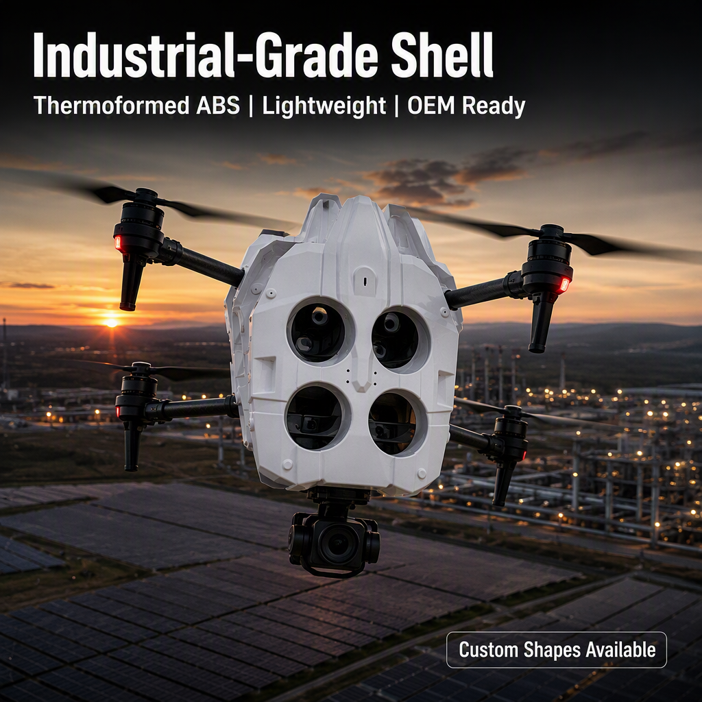 Custom CNC Prototyping Vacuum Formed ABS Drone Shell UAV Body Kit with Cutting Service OEM Custom Colors