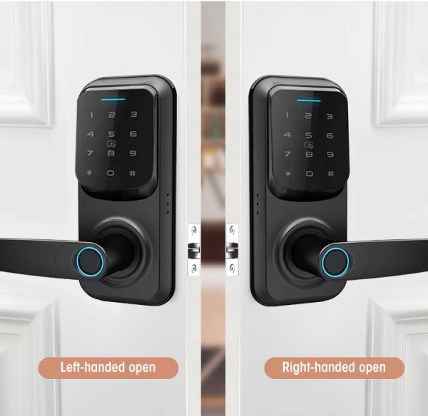 Silicone Keypad Fingerprint Door Lock Black Digital Keyless Door Lock Electronic