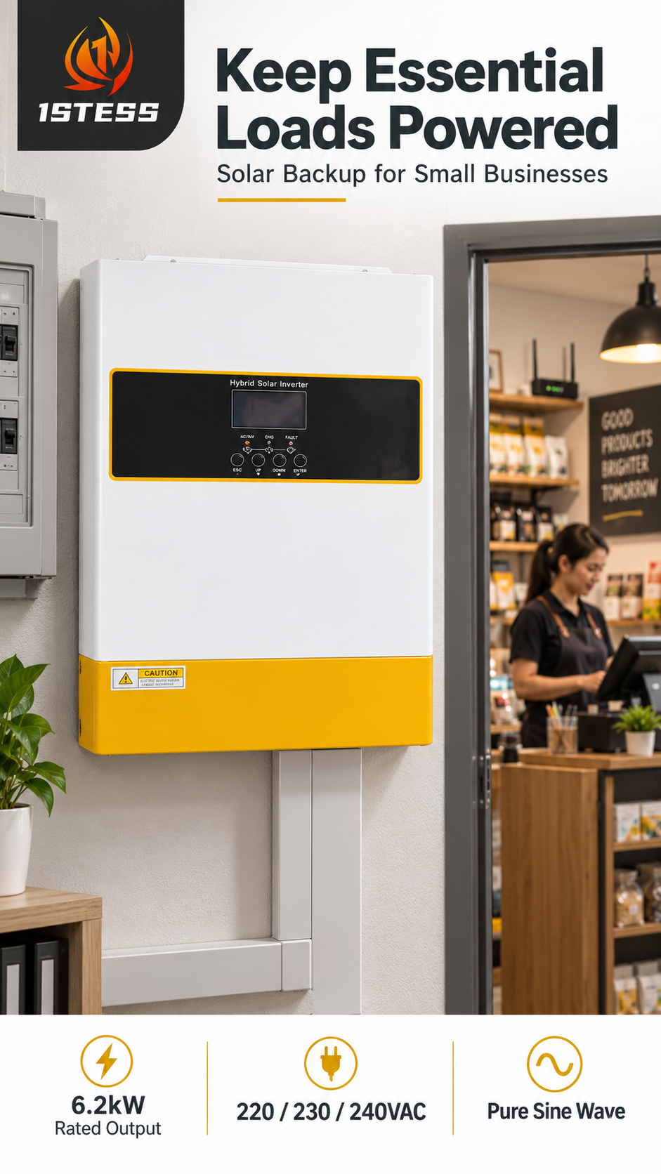1stess 6.2kW 48V Hybrid Solar Inverter With 120A MPPT Charger