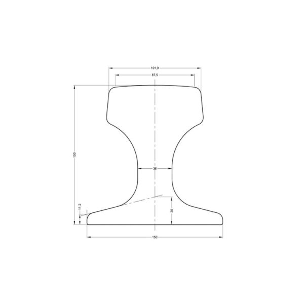 JIS Standard JIS CR100 Steel Track Rail 100 kg/m 20 kg/m