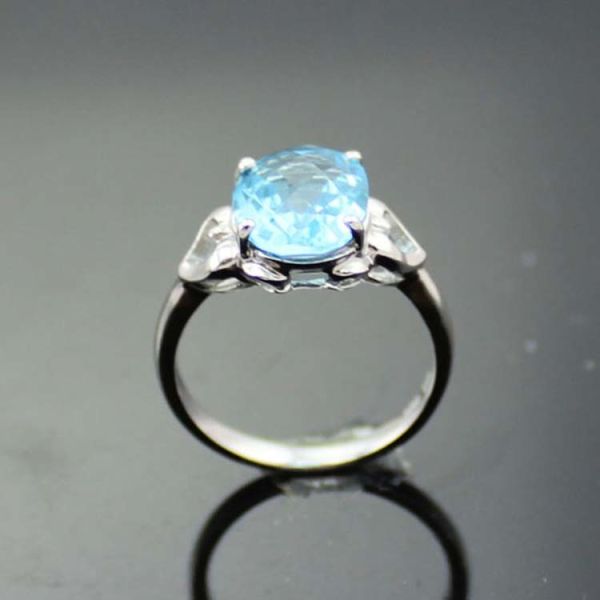 Silver Jewelry 9mmx10mm Oval Yellow Cubic Zirconia Ring(R264)