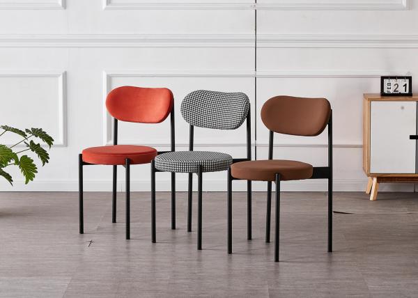 Ergonomic Flannel H79CM Modern Metal Dining Chairs For Hotel