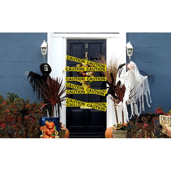 Biohazard High Visibility Tape Halloween Decoration Tape for Haunted Houses, Yard Décor, Parties | Caution