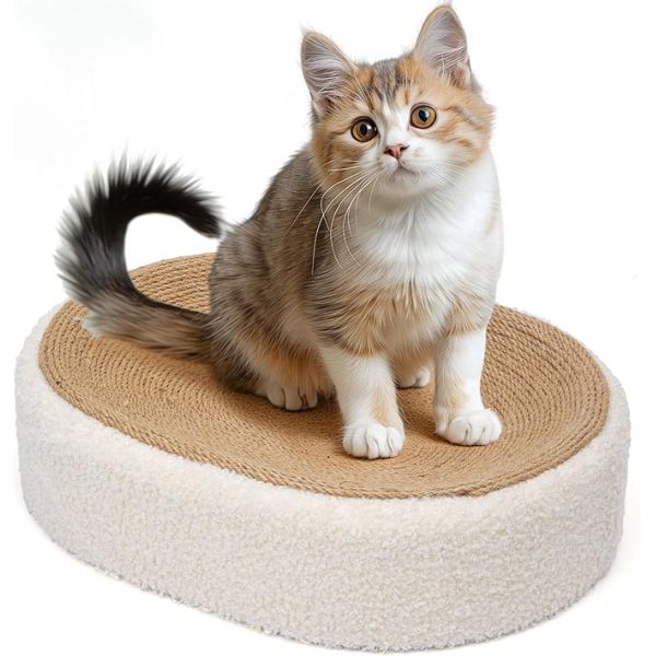 Wood Cat Scratcher Cardboard Oval Corrugated Scratch Lounge Bed Durable Cat Training Toy