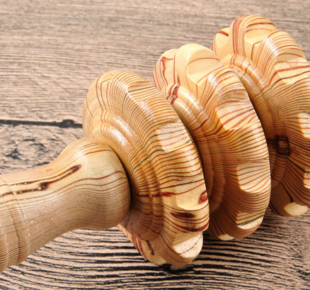 Handheld ручка ролика массажа круга 38cm деревянная для фасции