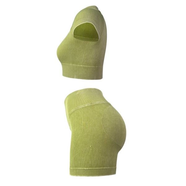 Notched Collar Women Yoga Set Sports Clothing Tights Sportswear Workout Clothes Gym Shorts Suit